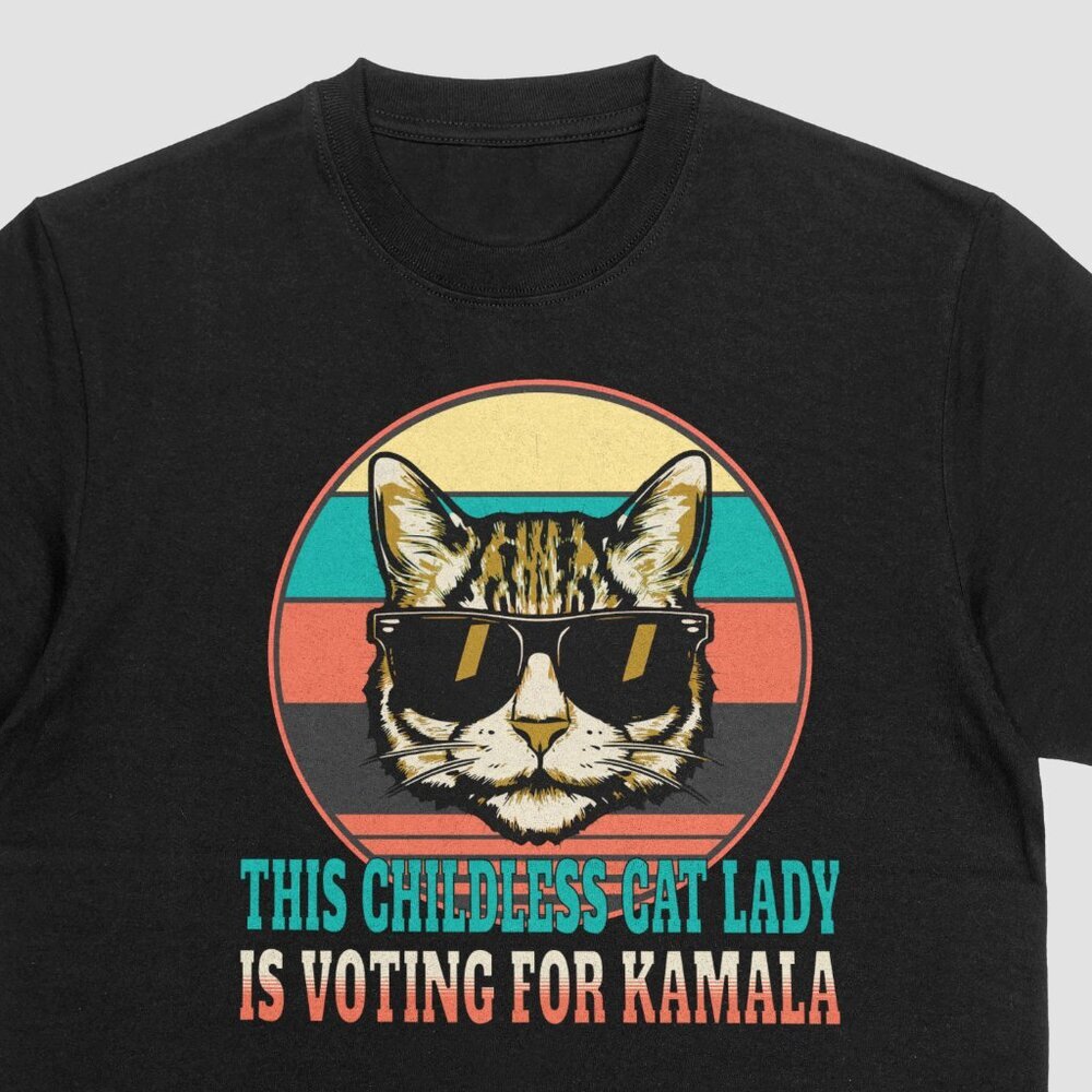 Kamala Harris Democrat Childless Cat Lady Women's T-shirt Black